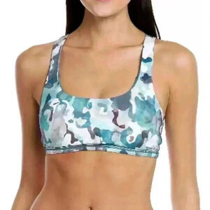 NWT Spanx Printed Low Impact Sports Bra Camouflage Green Padded Slip On Low